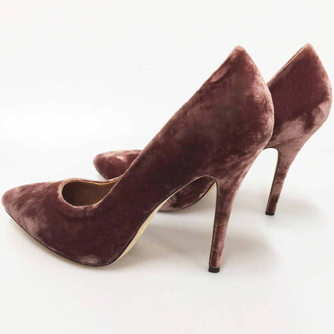 K403 silk velvet heels; mauve