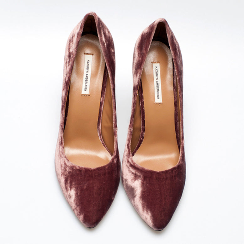 K403 silk velvet heels; mauve