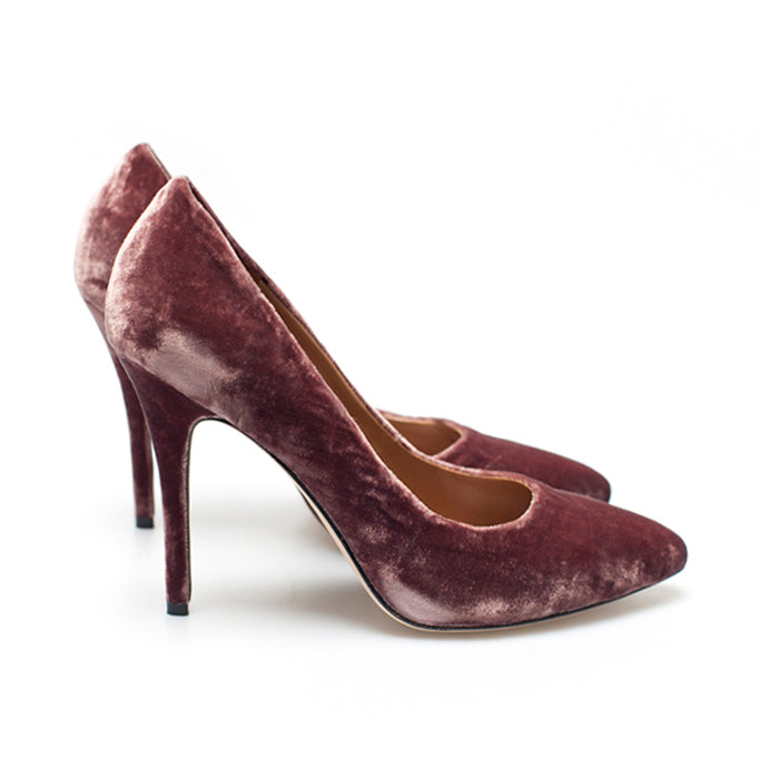 K403 silk velvet heels; mauve