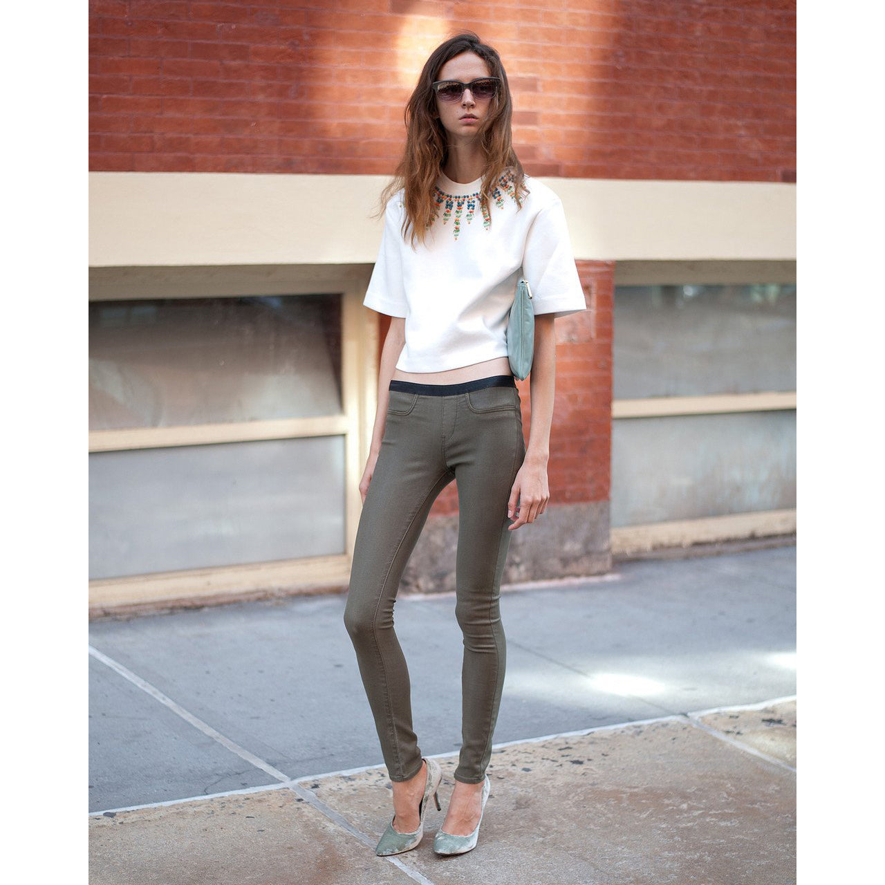 K403 silk velvet heels; sage