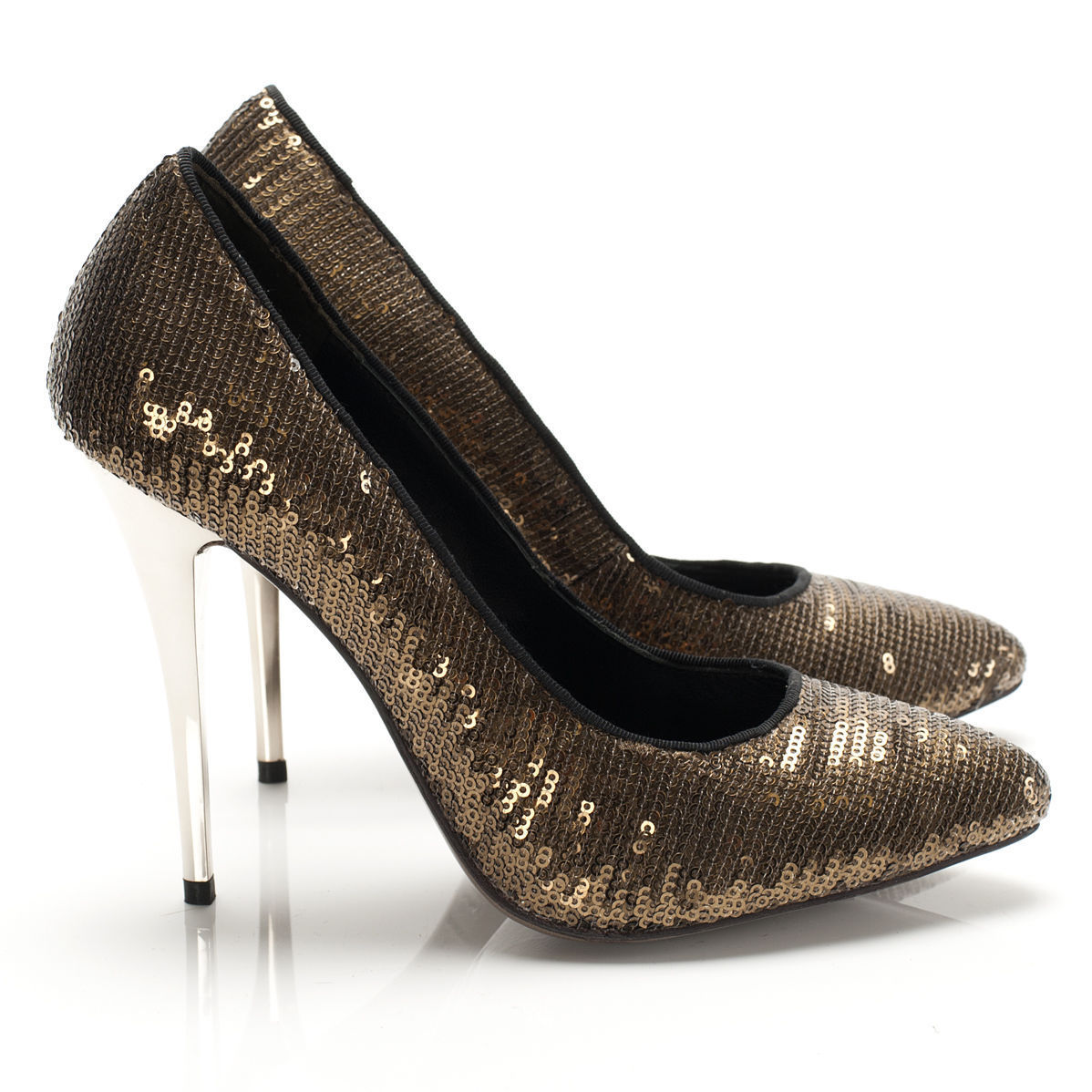 K405 sequin heels; bronze