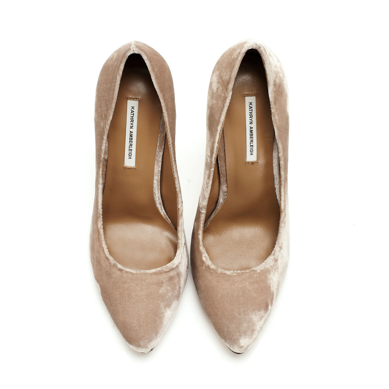 K403 silk velvet heels; beige