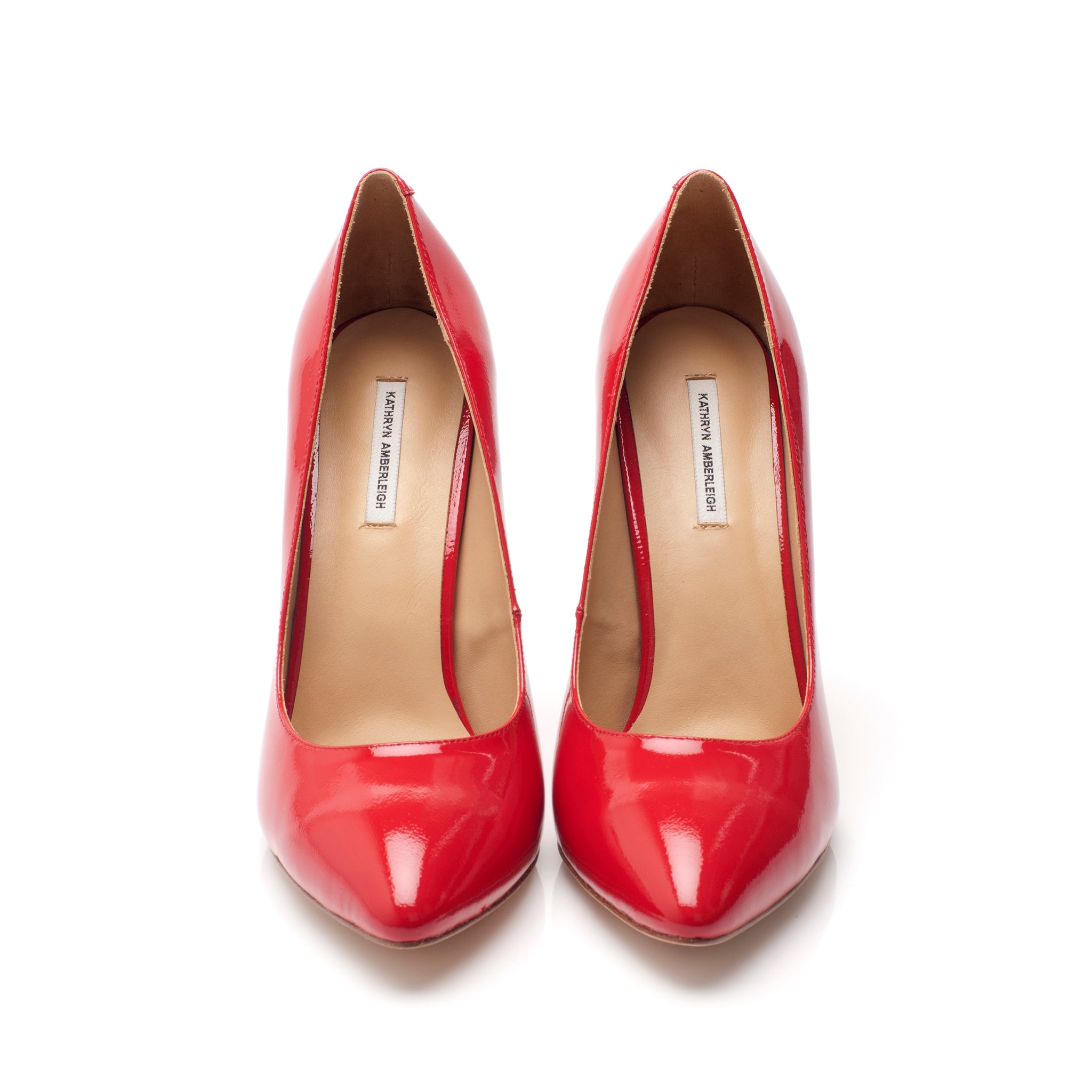 K406 patent leather heels; red