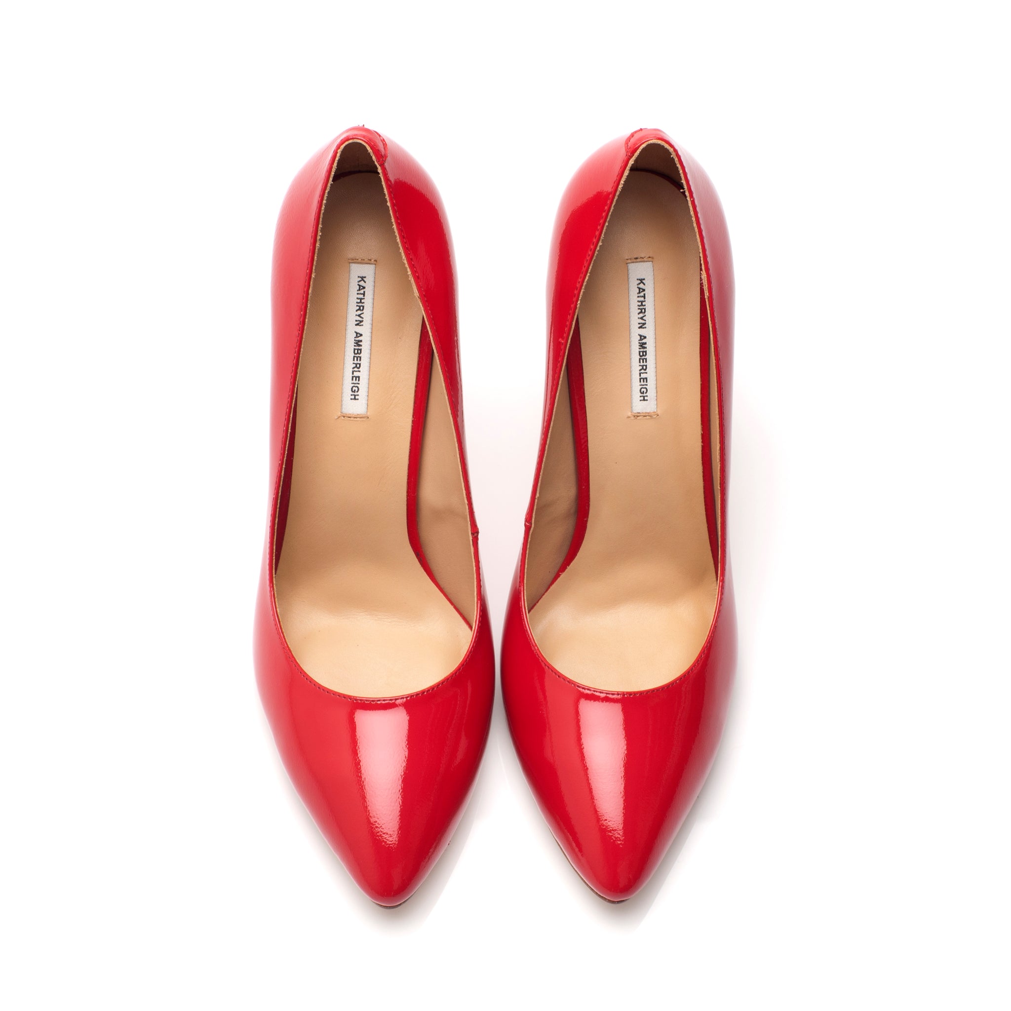 K406 patent leather heels; red