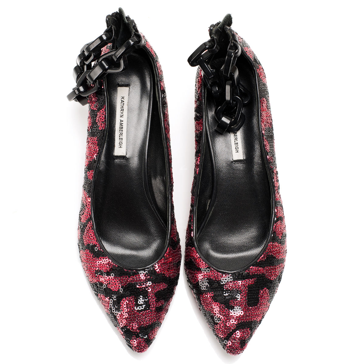 K616 sequin pumps; red/black leo