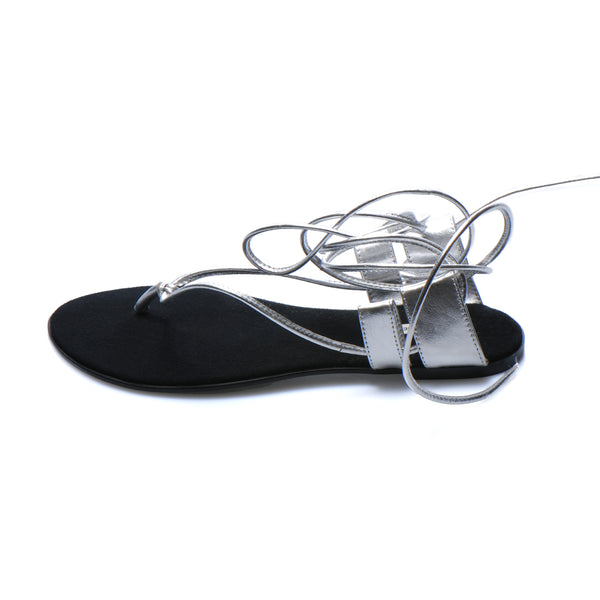 3014 leather sandals; silver