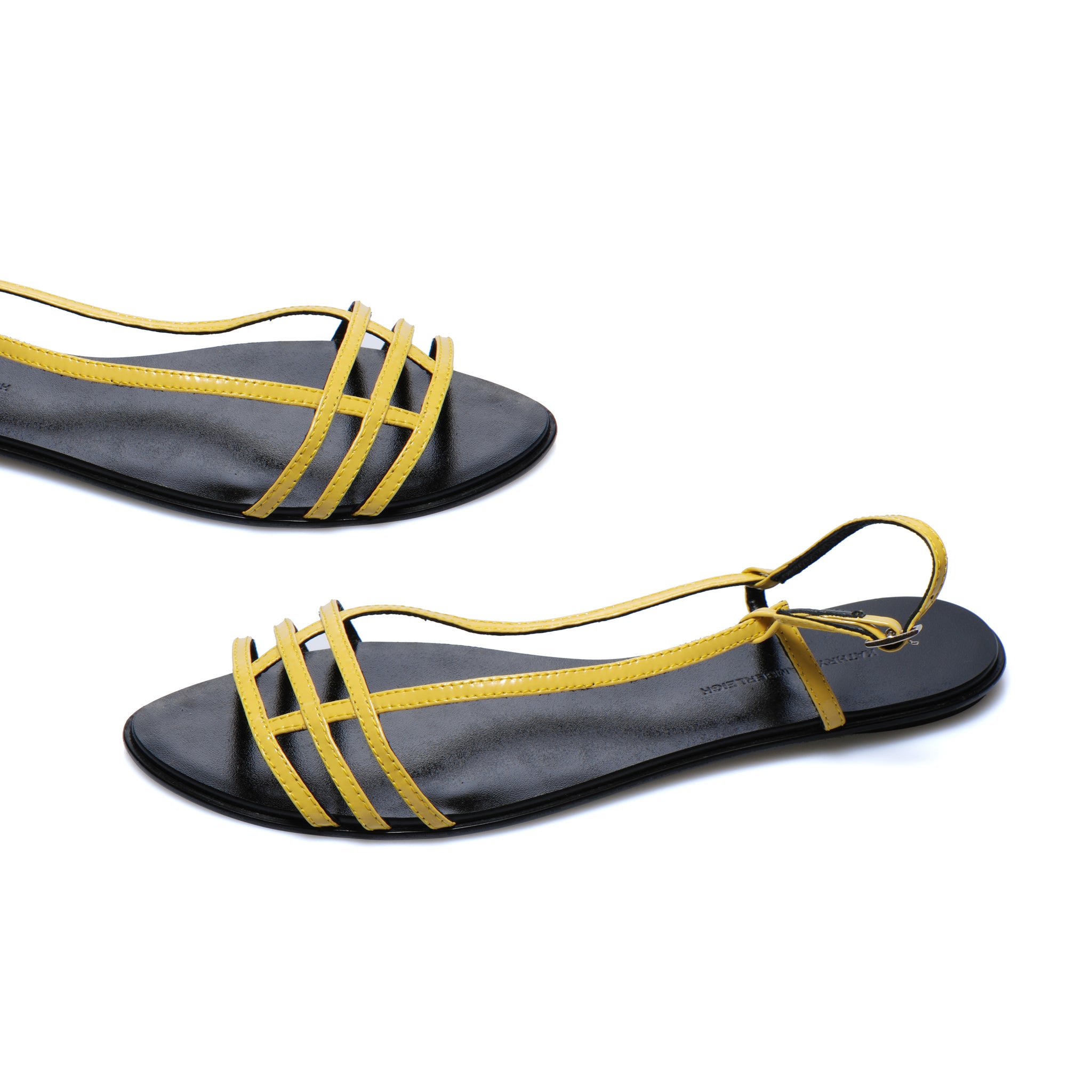3015 leather sandals; yellow patent