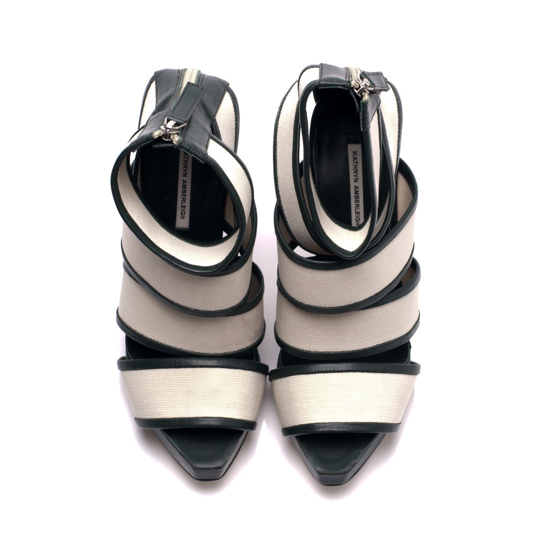 7303 banded heels; stone and green