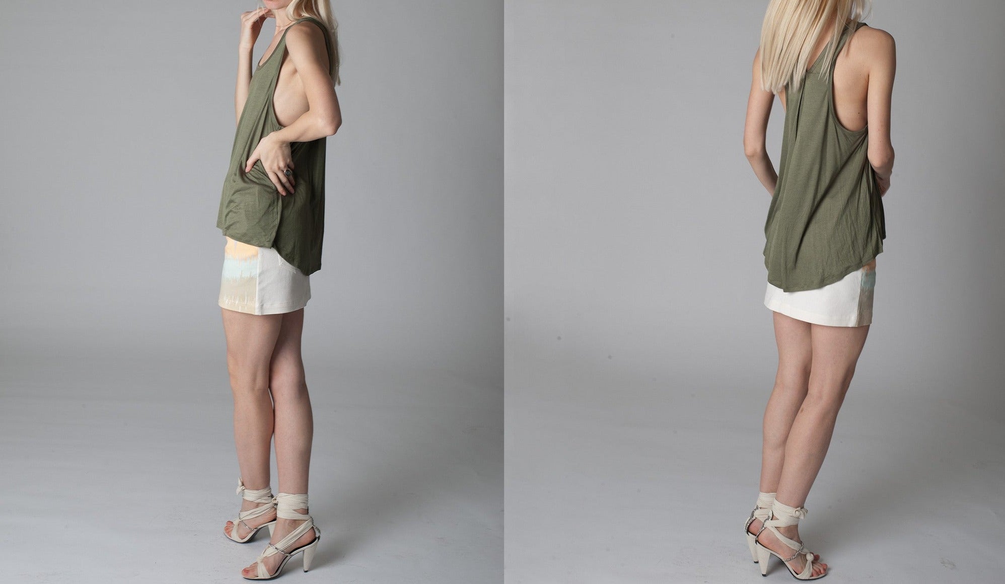 K738 linen and snakeskin heels; ivory