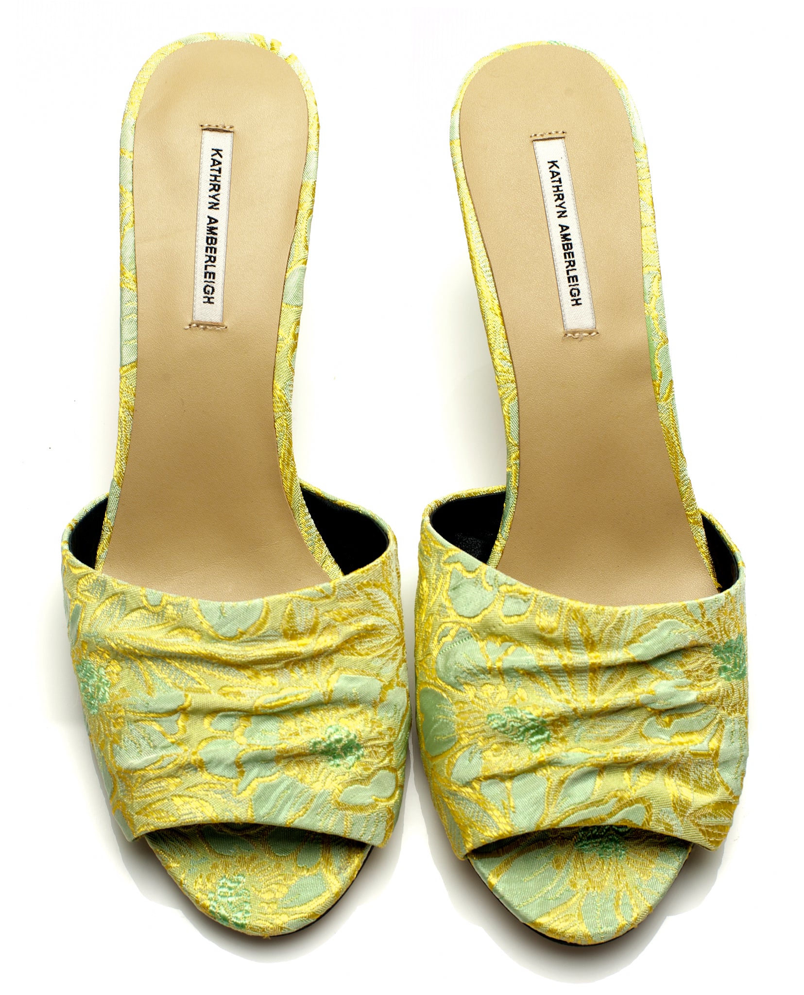 J205 jacquard slides; yellow green floral