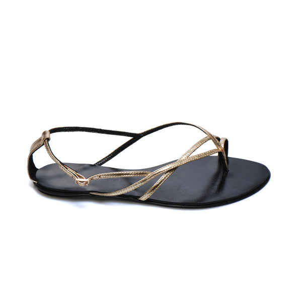3018 leather sandals; gold