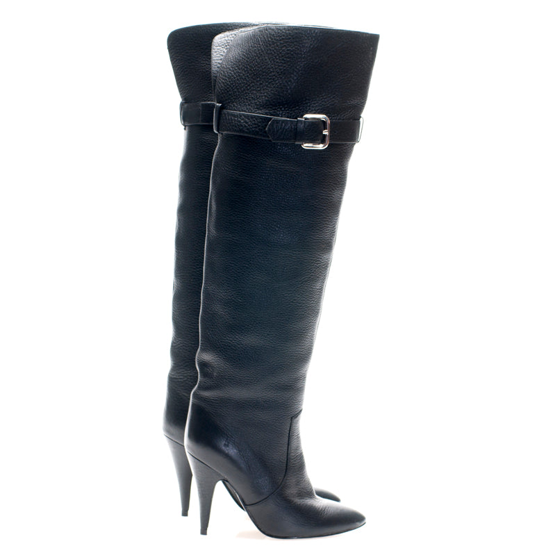1201 leather boots; black