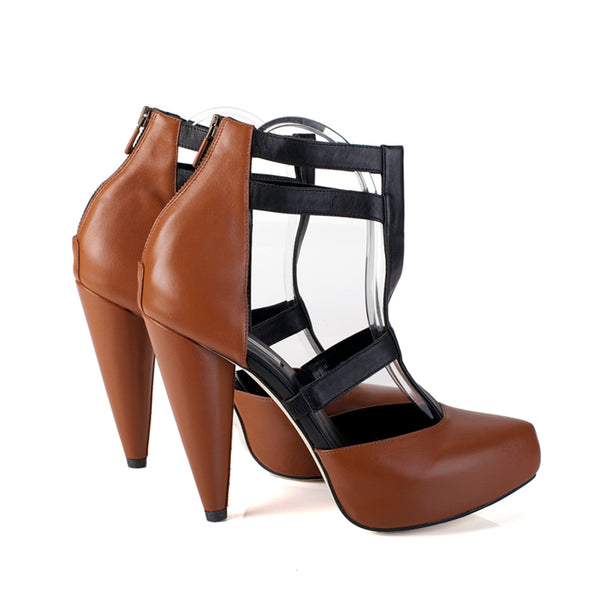 7321 leather heels; dark tan