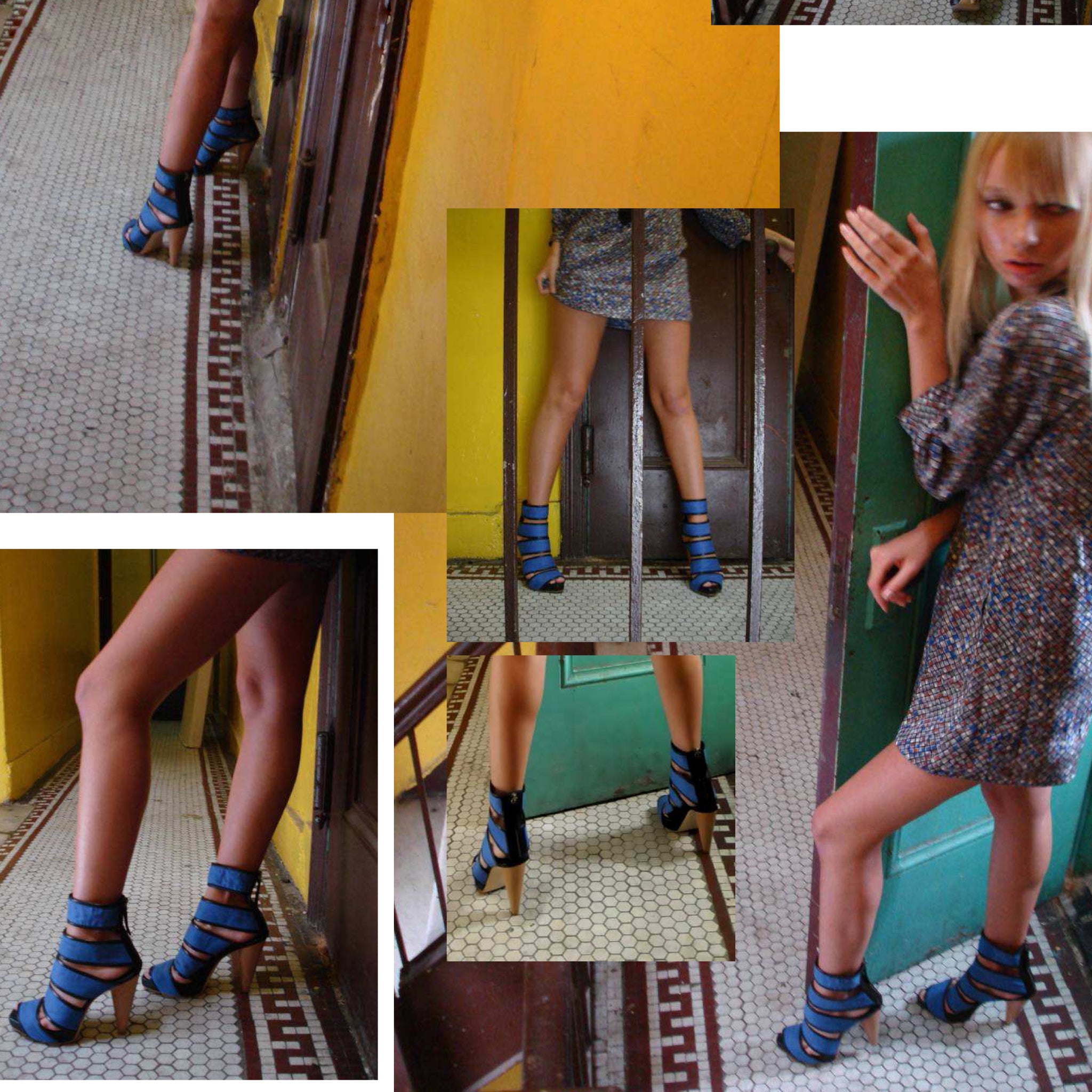 7303 banded heels; blue