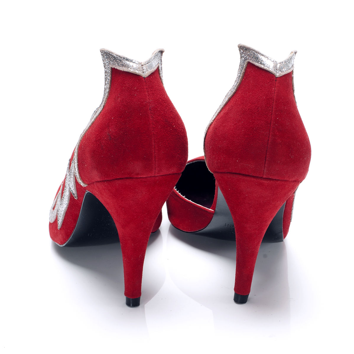 3001 suede heels; red
