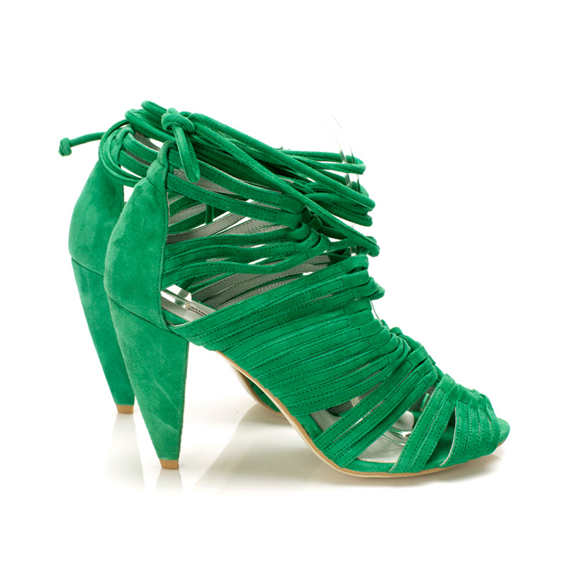 J013 suede heels; green