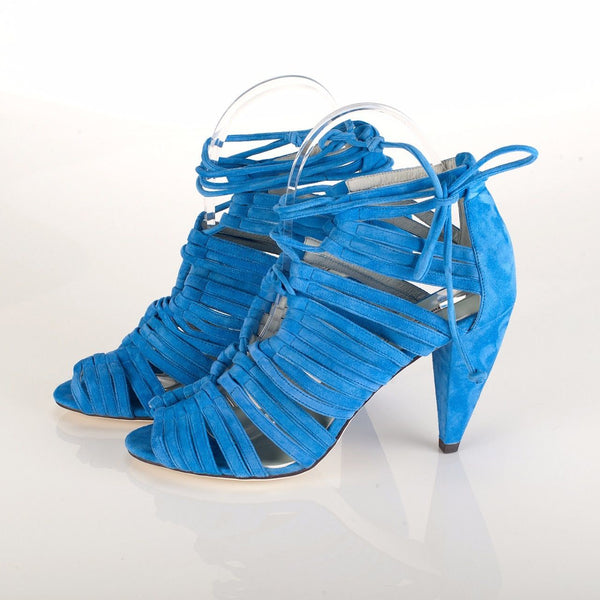 J013 suede heels; azure