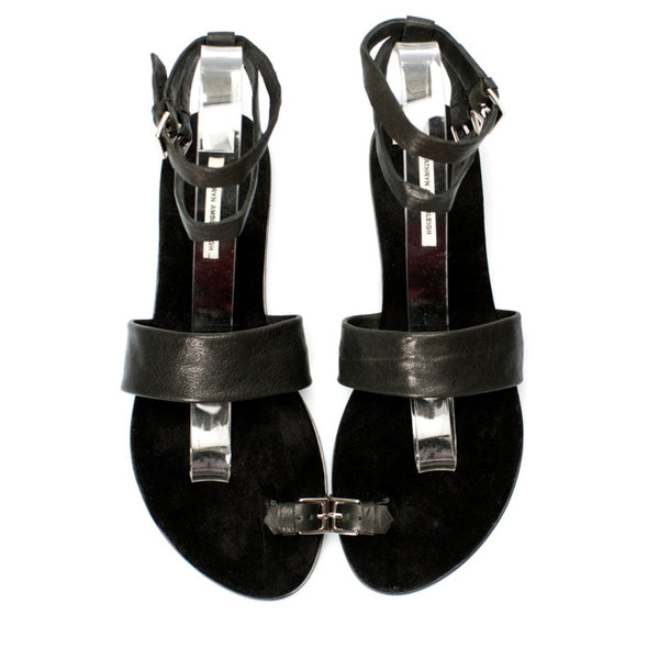 3013 leather sandals; black