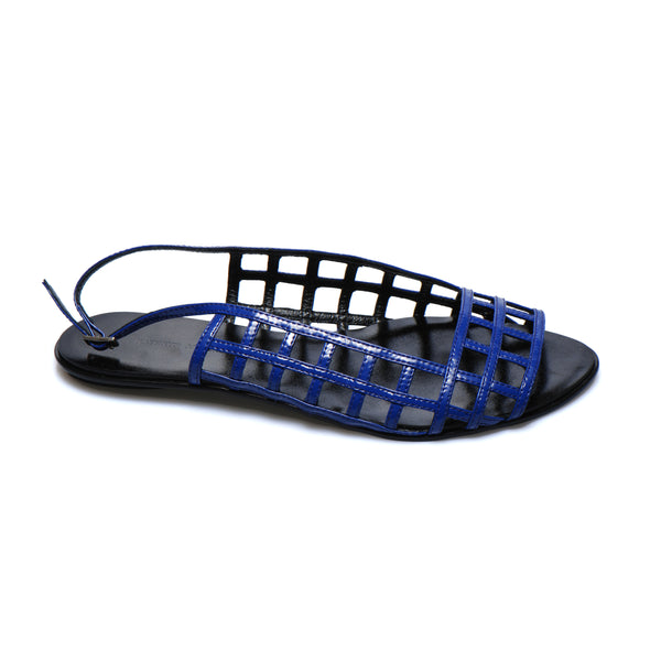 3016 leather sandals; blue patent