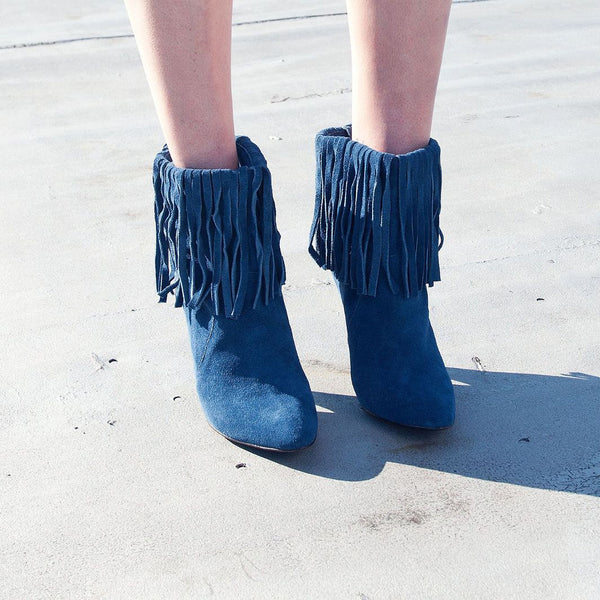 K309 suede boots; blue