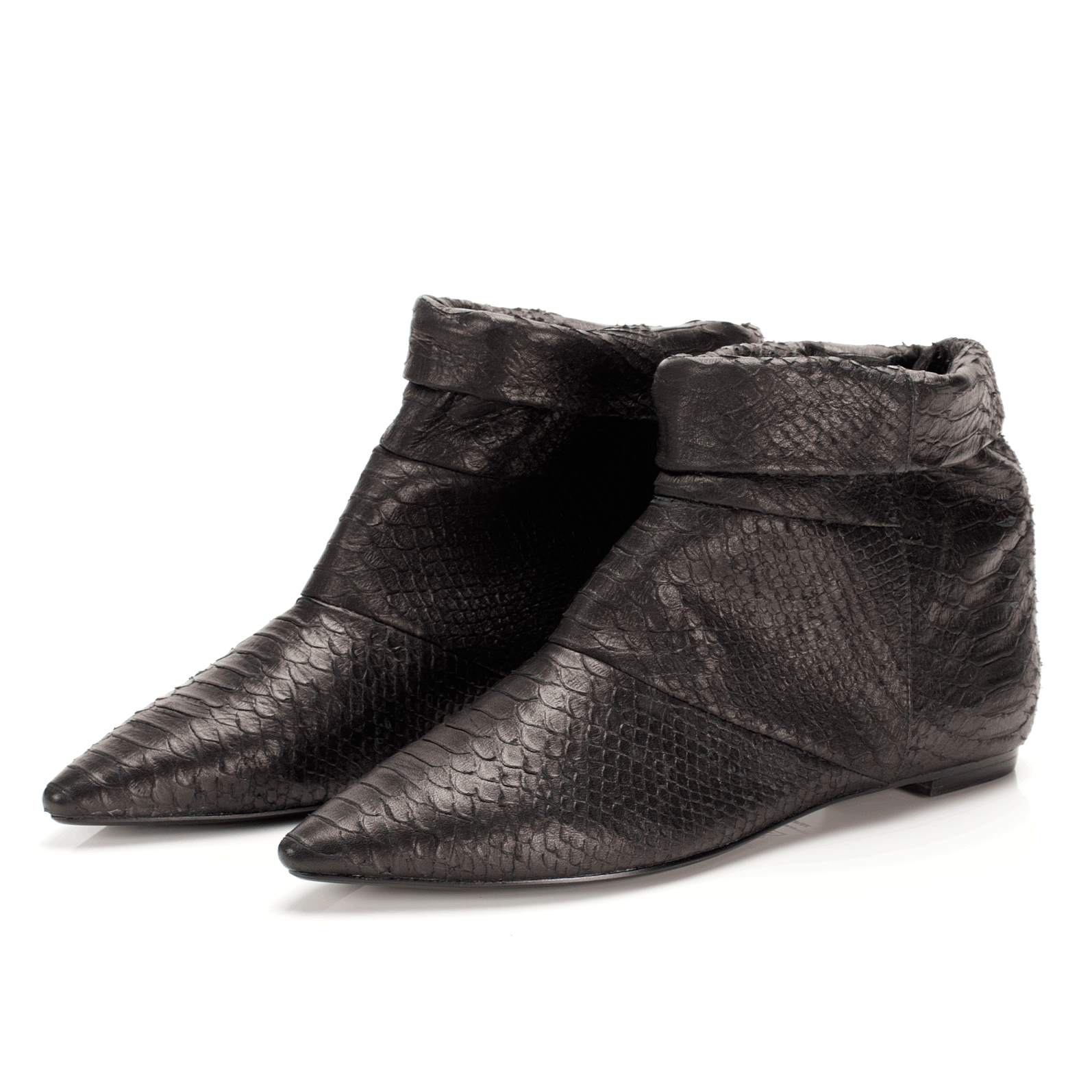 5036 leather boots; black snake