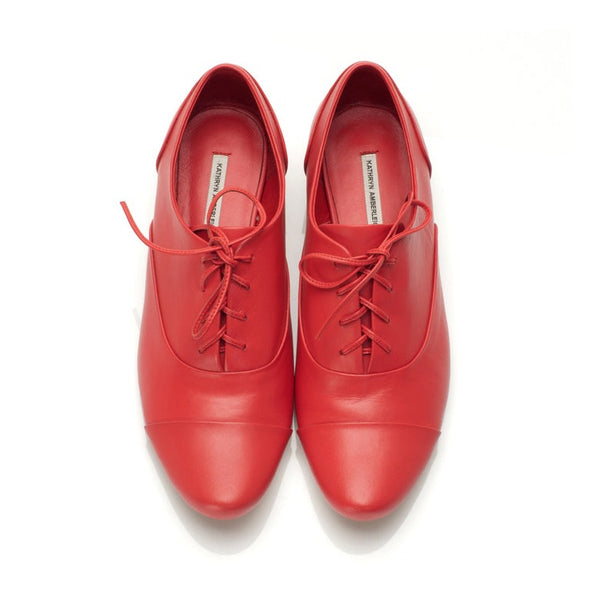 J544 leather loafers; red
