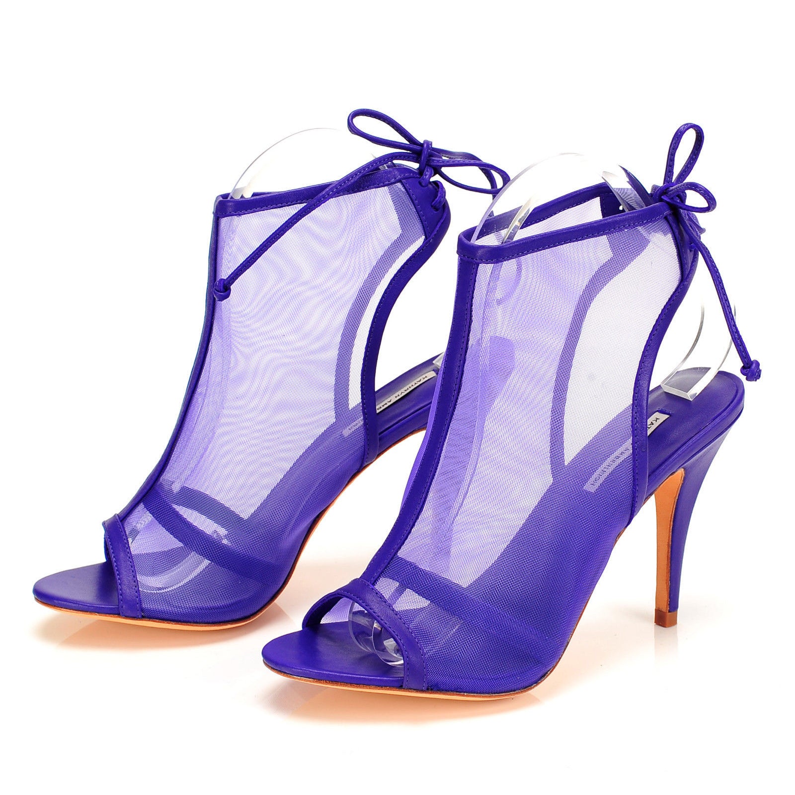 J016 net and leather heels; elec purple