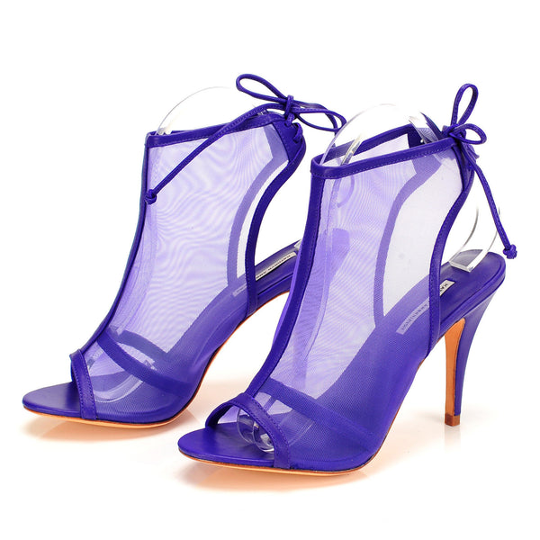 J016 net and leather heels; elec purple