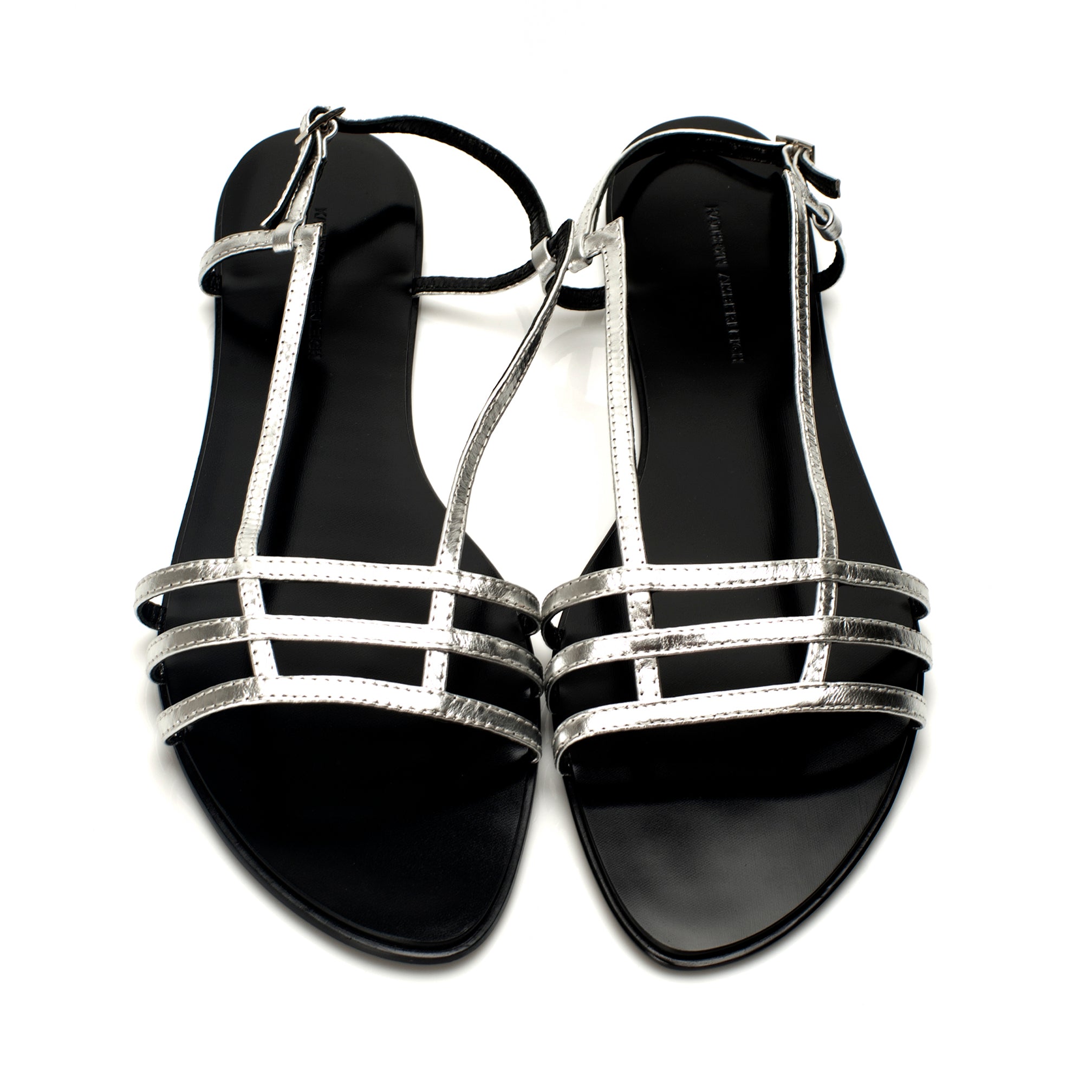3015 leather sandals; silver