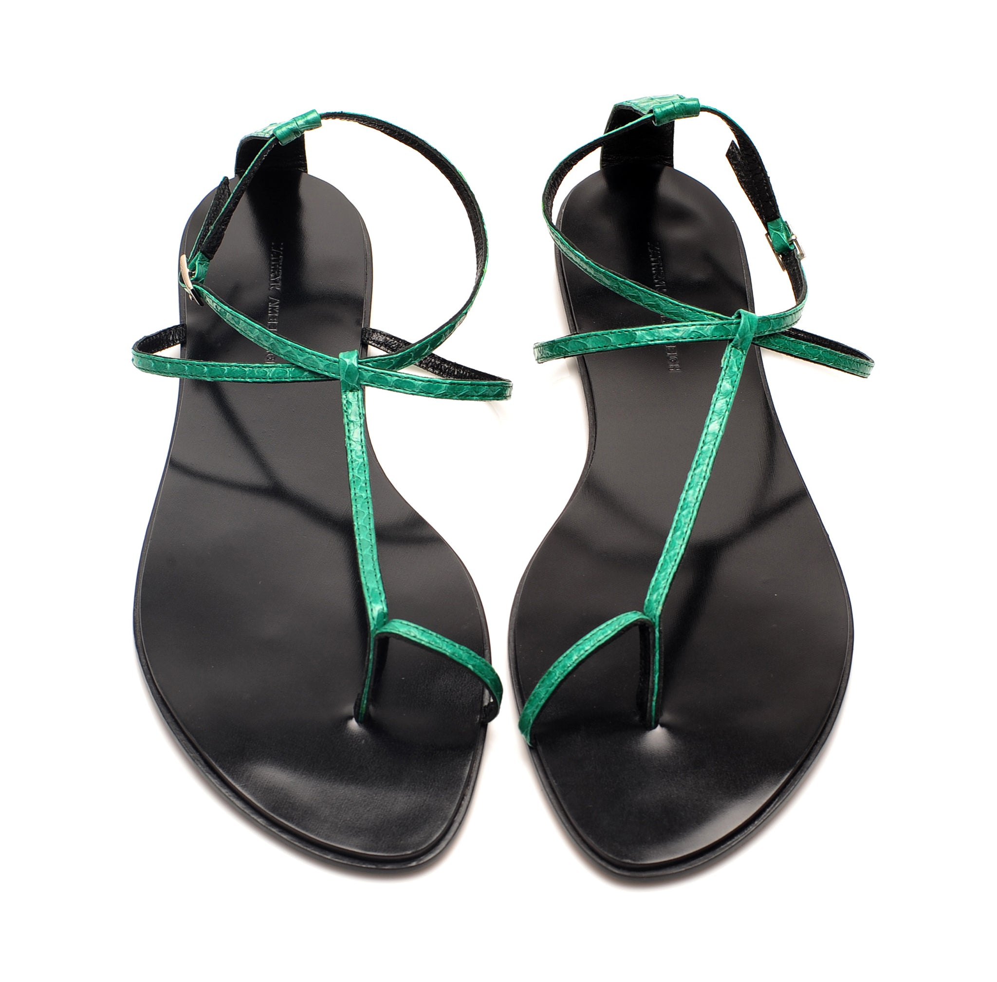 3019 snakeskin sandals; emerald