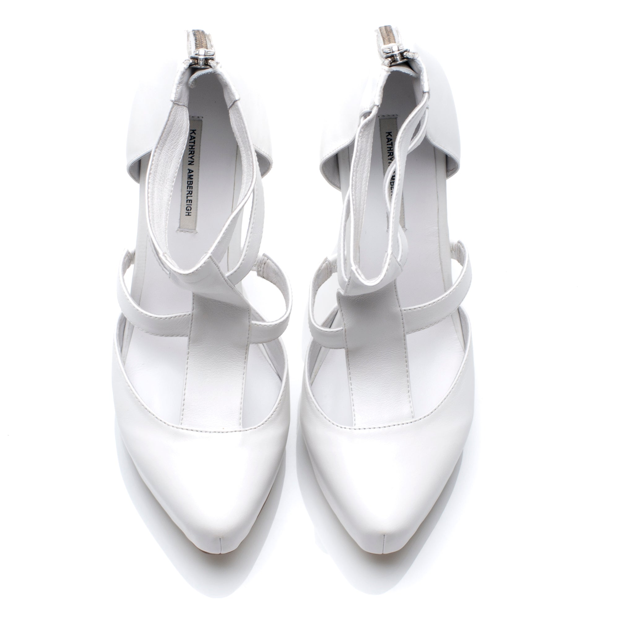 7321 leather heels; white
