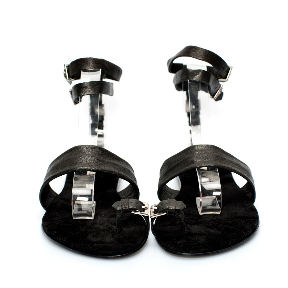 3013 leather sandals; black