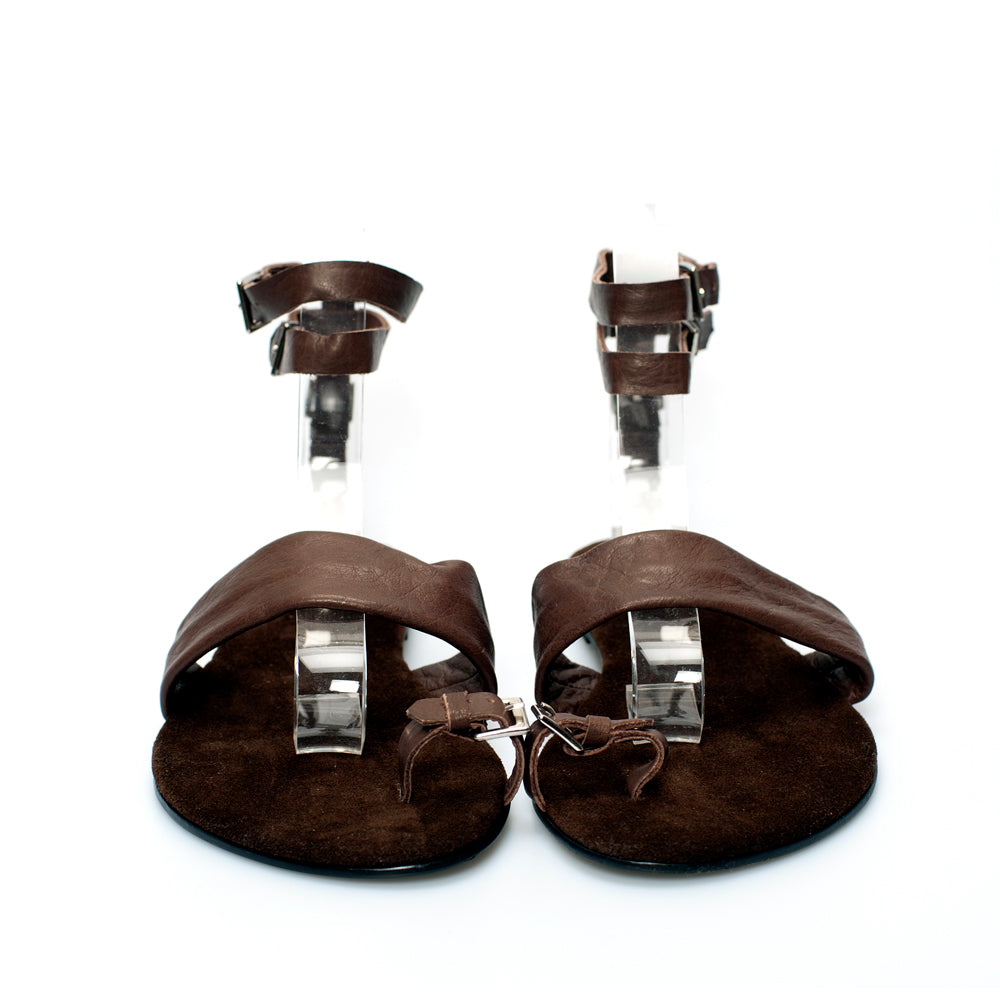 3013 leather sandals; brown