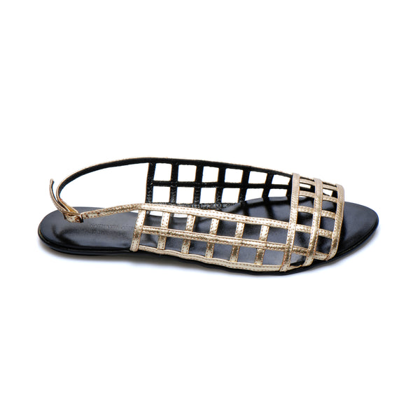 3016 leather sandals; gold