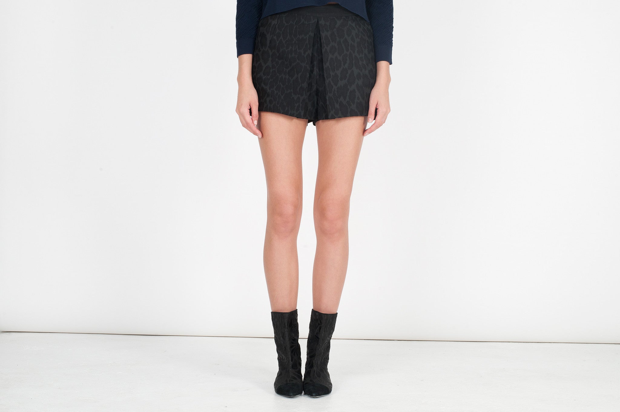 J558 jacquard and suede boots; black