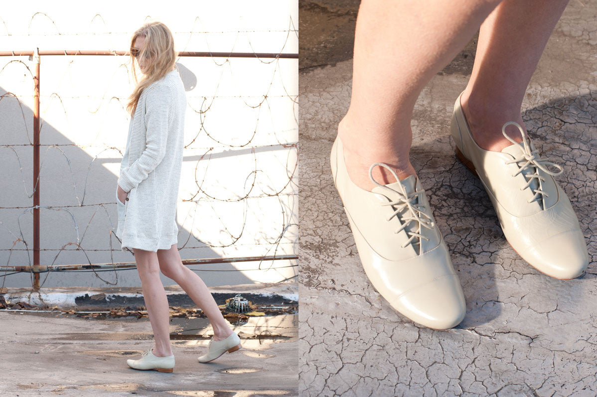 J544 leather loafers; beige gloss