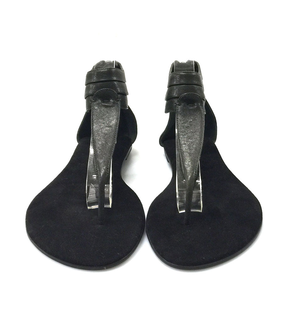 7922 leather sandals; black