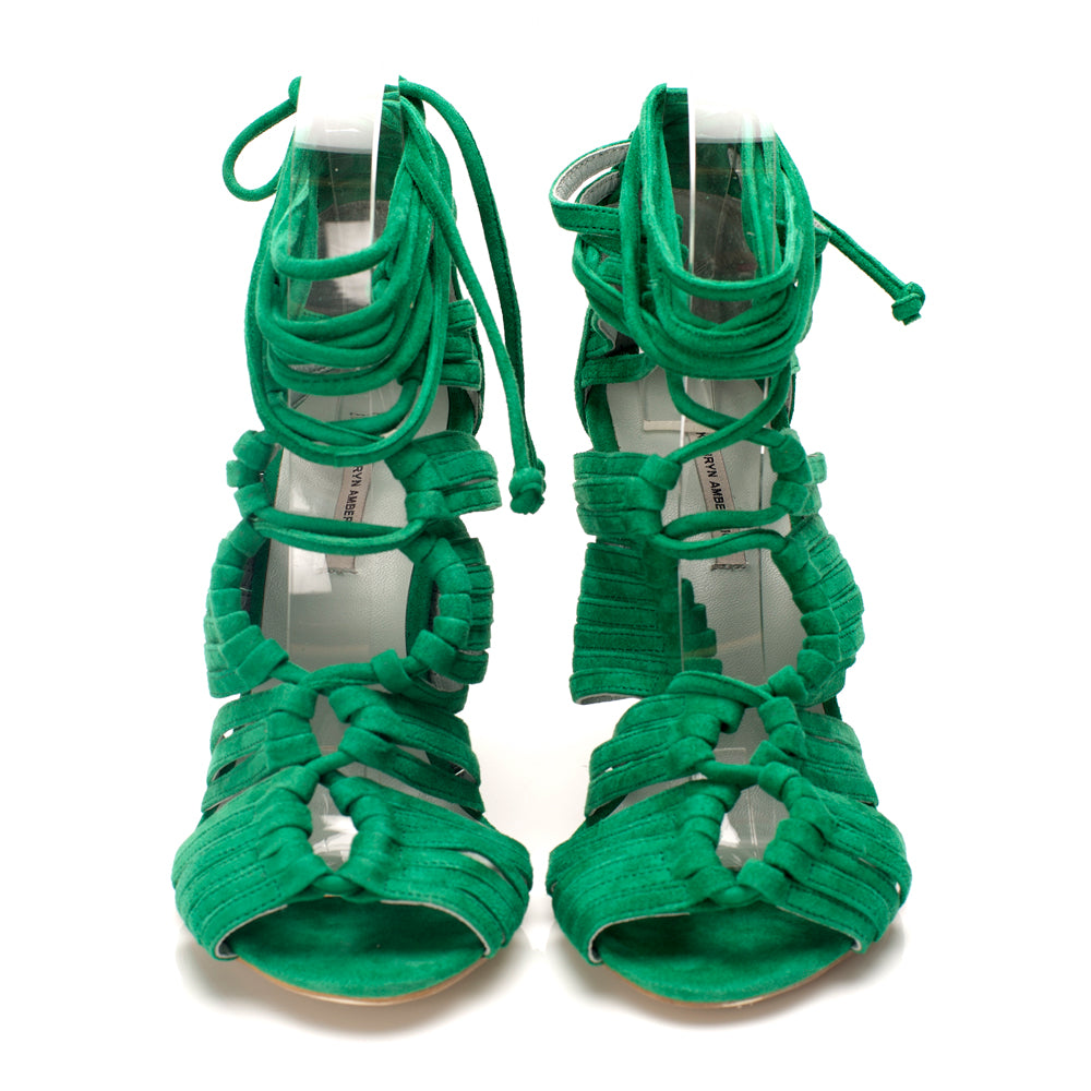 J013 suede heels; green