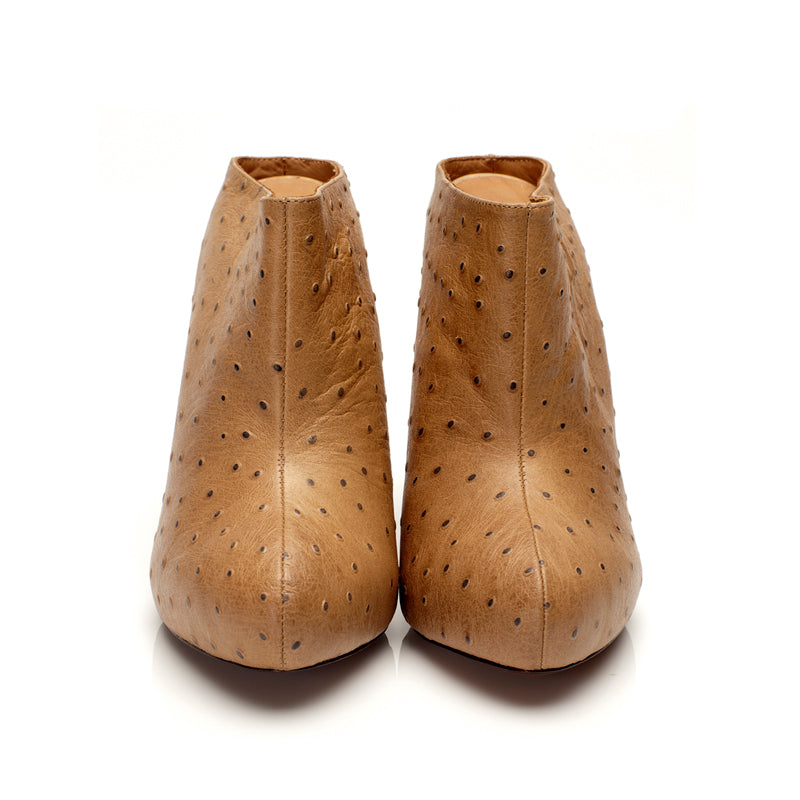K609 leather mules; tan ostrich