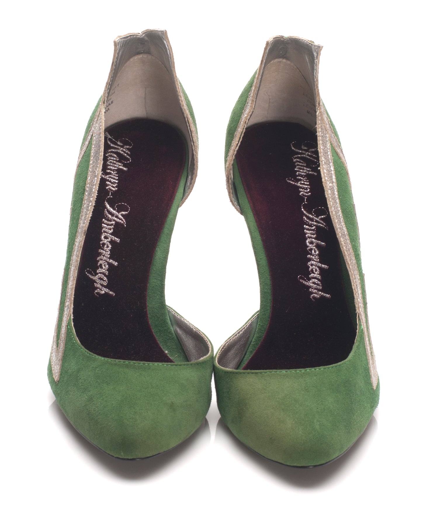 3001 suede heels; green