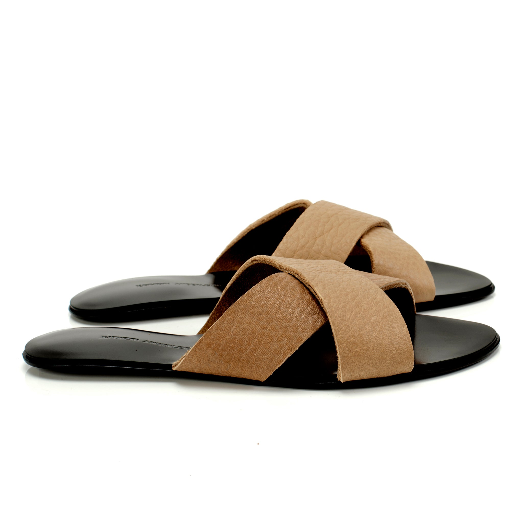 7519 leather slides; taupe