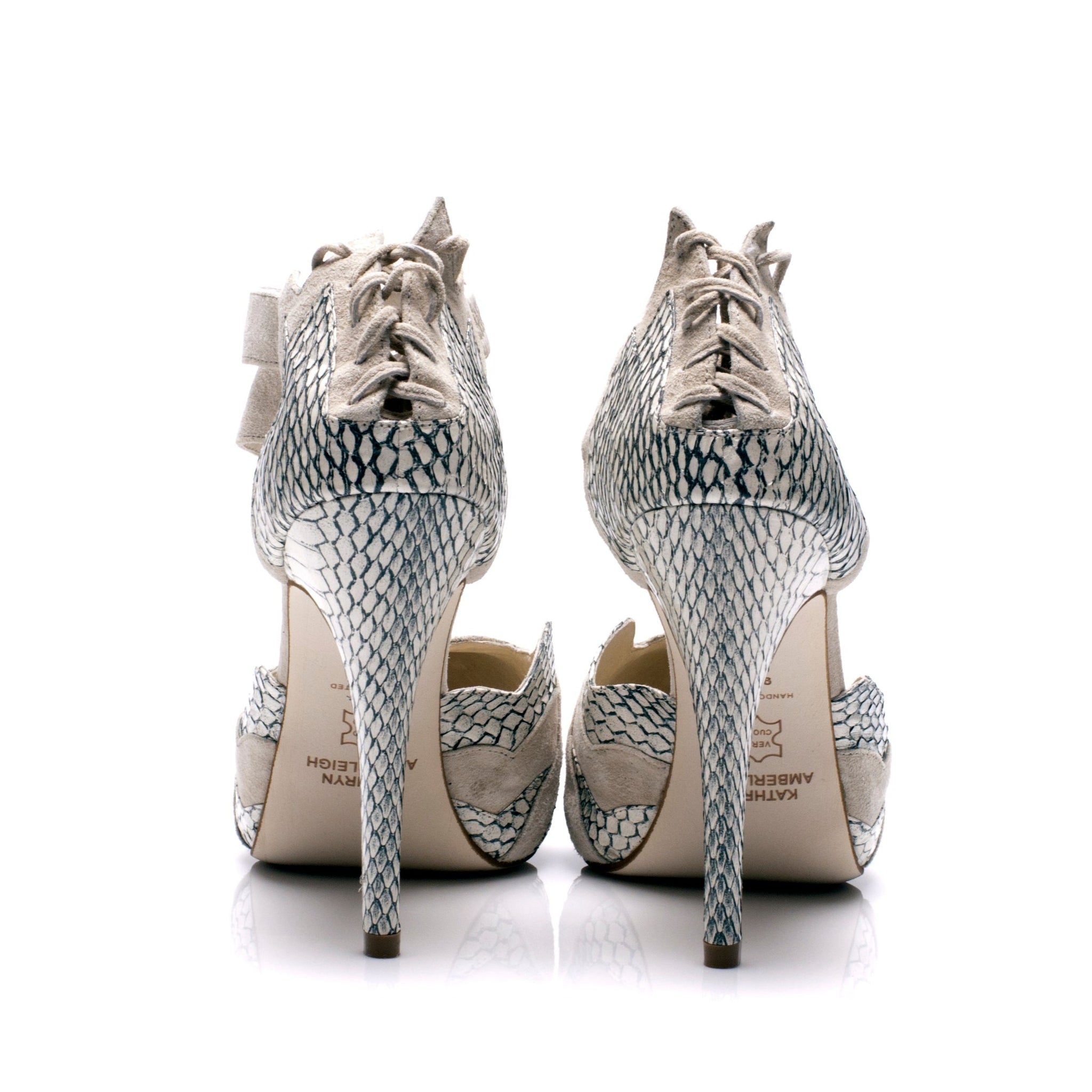 J015 snakeskin and suede heels; ivory