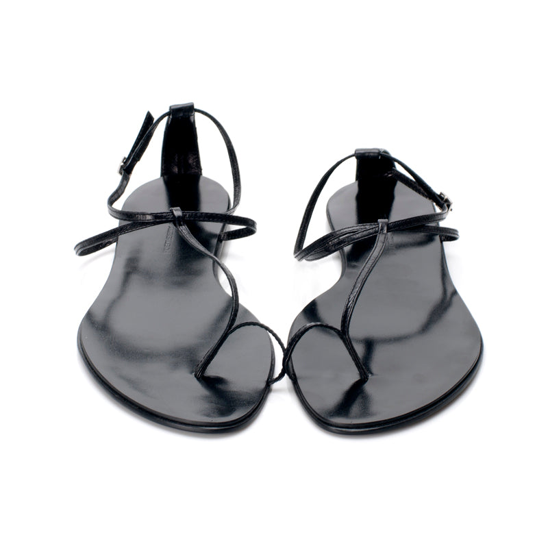 3019 leather sandals; black gloss