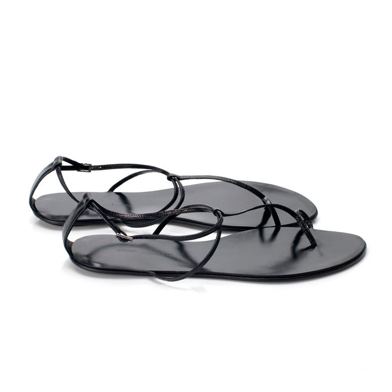 3019 leather sandals; black gloss