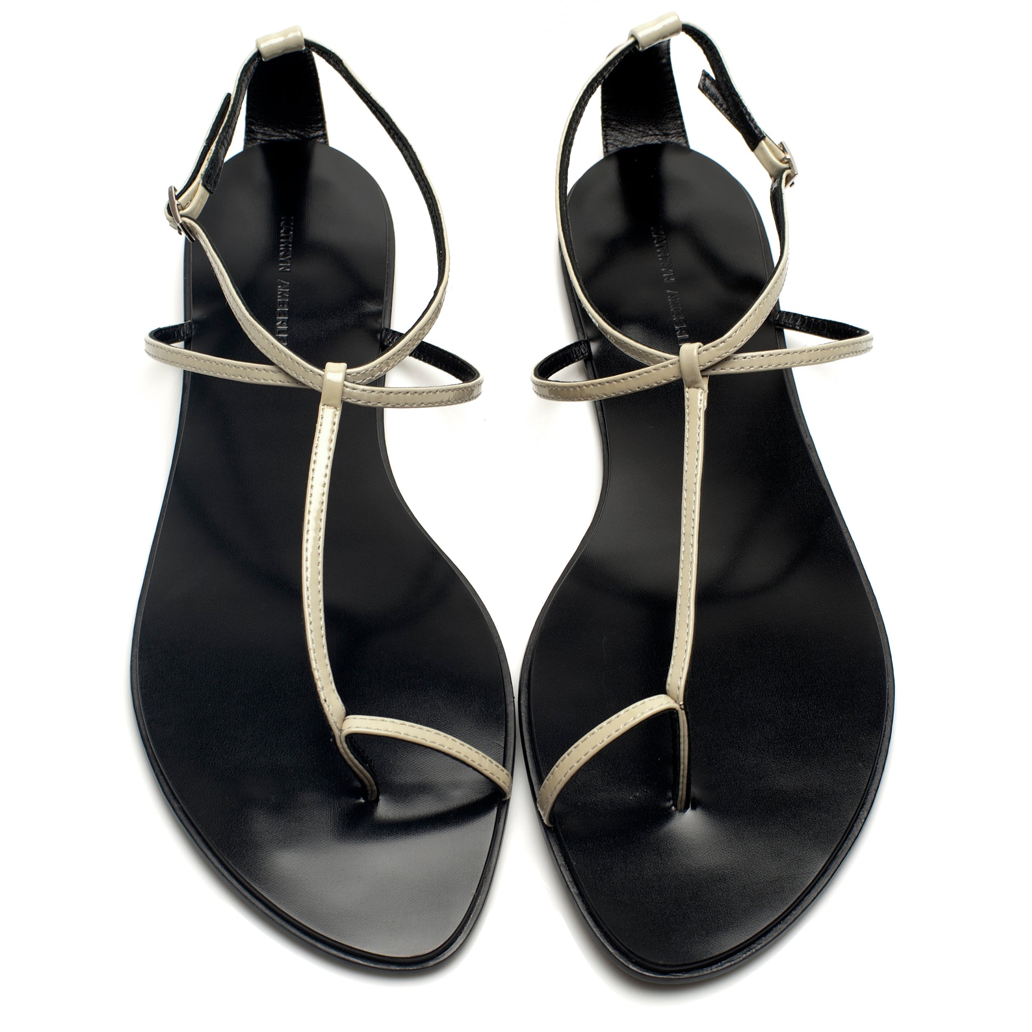 3019 leather sandals; grey patent