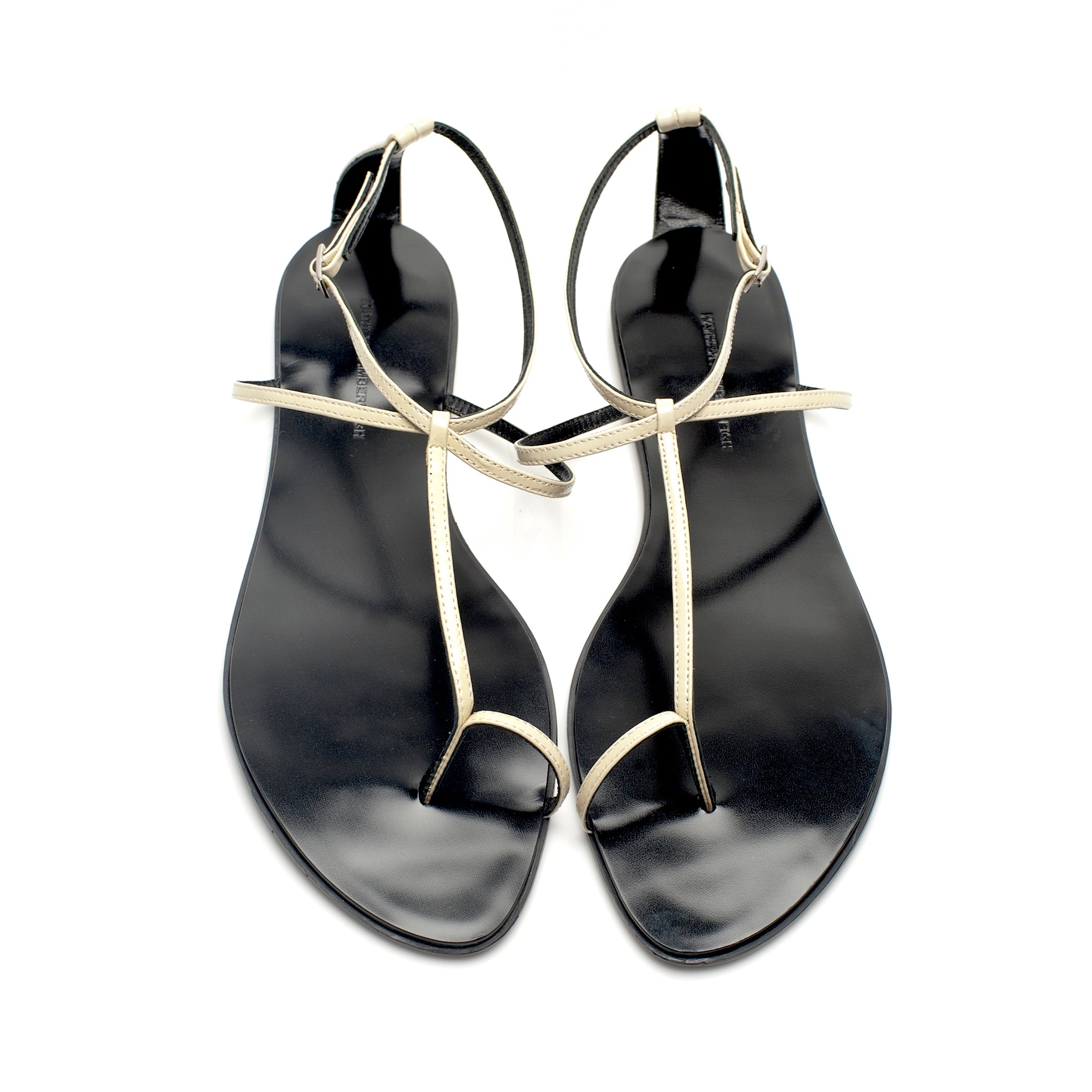 3019 leather sandals; stone patent
