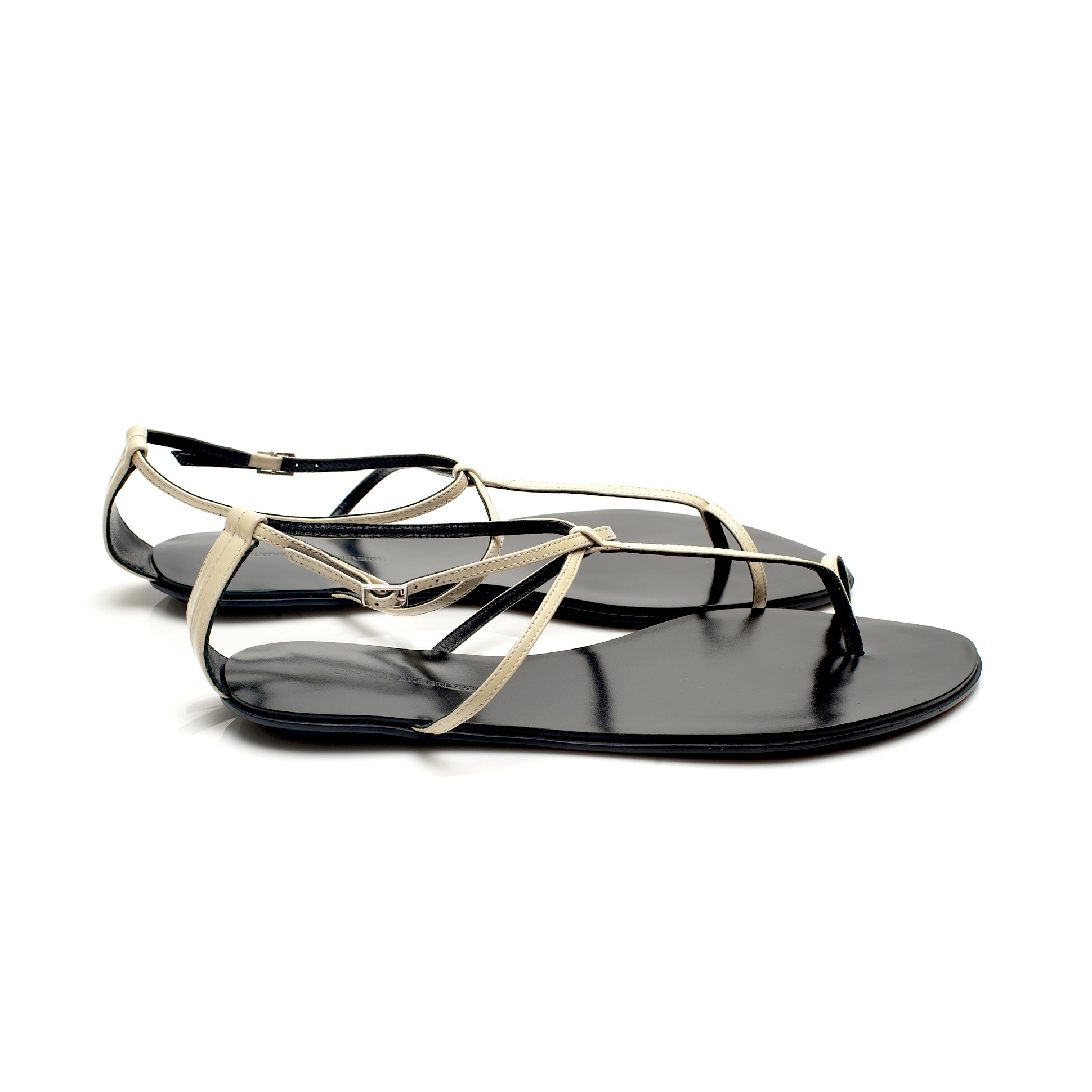 3019 leather sandals; stone patent