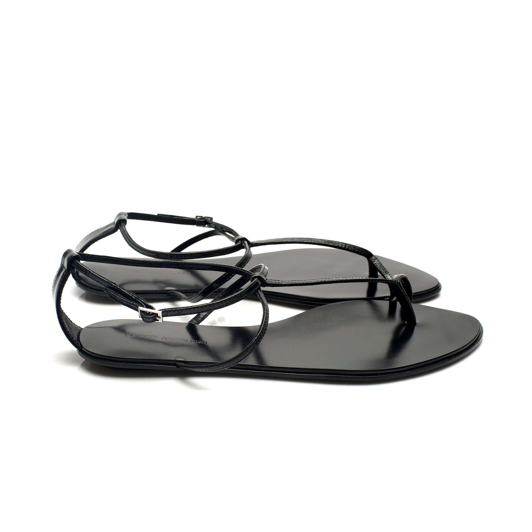 3019 leather sandals; smoke patent