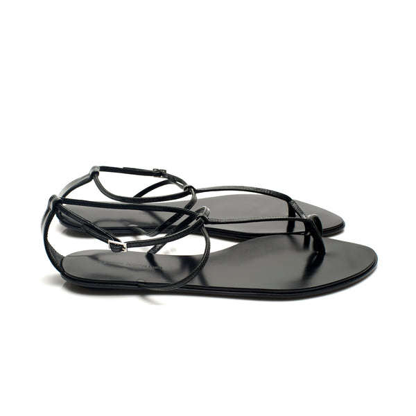 3019 leather sandals; smoke patent