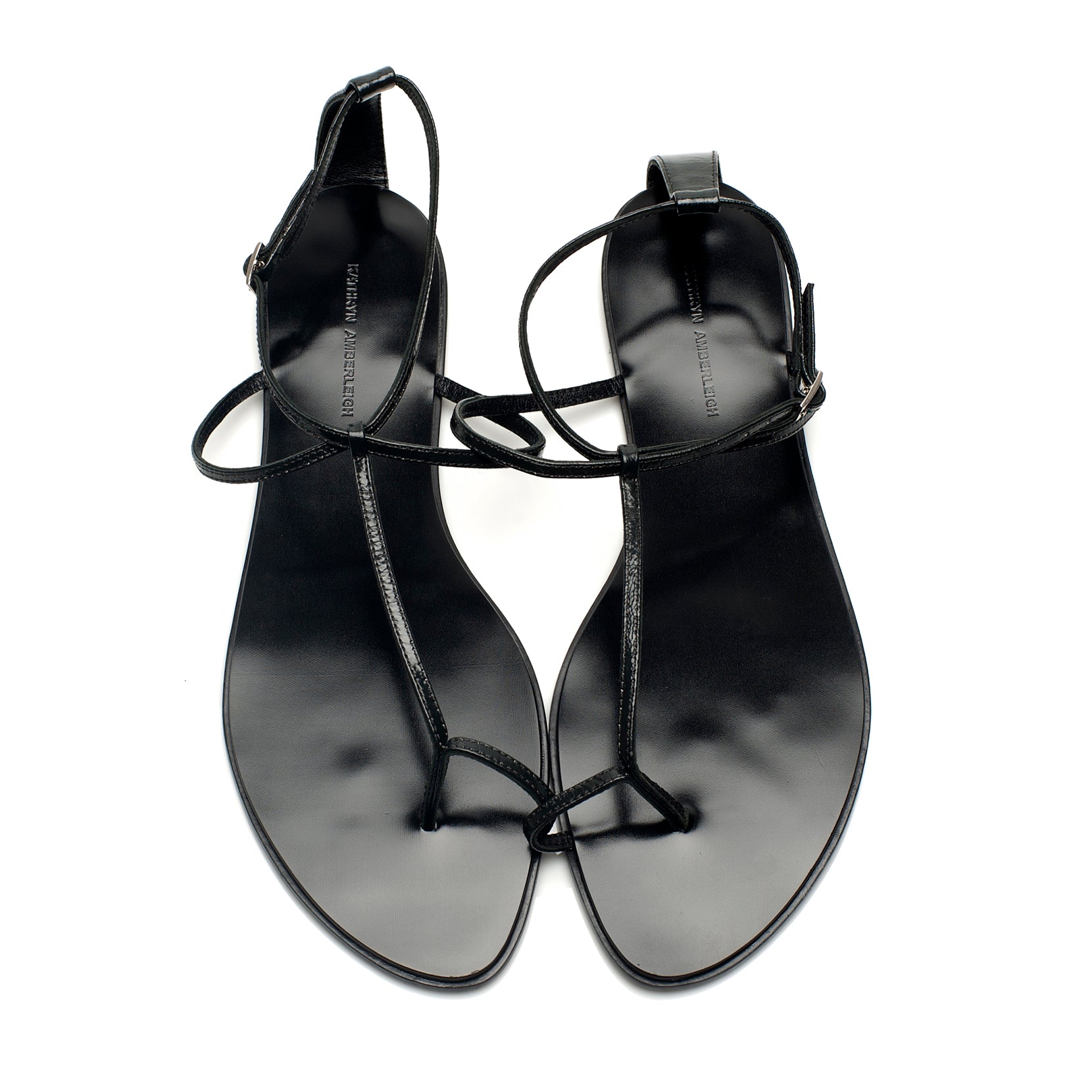3019 leather sandals; smoke patent